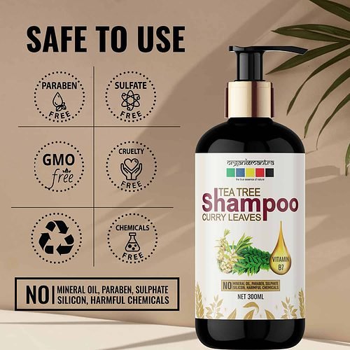 Ultra Mild Natural Shampoo With Tea Tree & Curry Leaves 300ML - Organix  Mantra